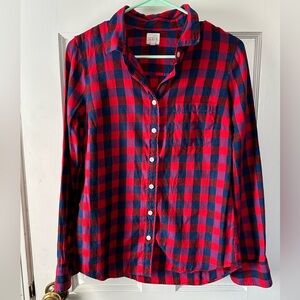 J. Crew Factory Red and Blue Plaid Button-Up Shirt